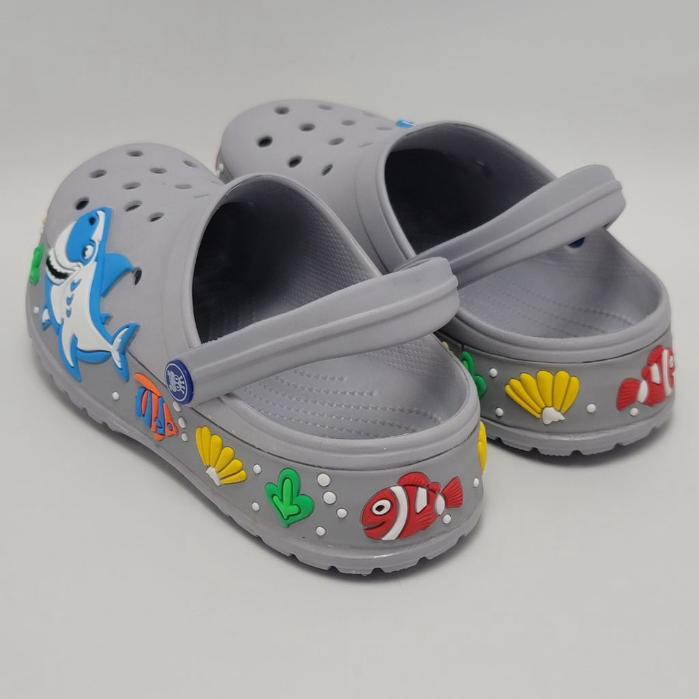 Kids Clogs Slide Garden Shoes Shark Cartoon Slip On Slippers Size 34 Lightweight - Picture 11 of 13